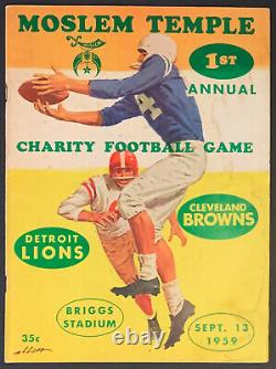 1959 Briggs Stadium Moslem Temple 1st Annual Charity Football Game Program Rare