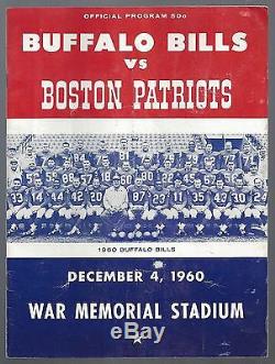 1960 Afl NFL Boston Patriots @ Buffalo Bills Football Program @ War Memorial