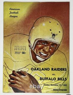 1960 Inaugural 1st Yr Oakland Raiders vs Buffalo Bills football program/Jim Otto