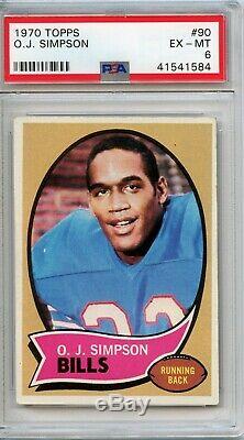 1970 Topps #90 O. J. Simpson Rookie PSA 6 EX-MT Hall of Fame Buffalo Bills