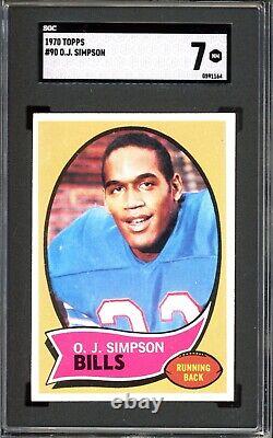 1970 Topps #90 OJ Simpson Rookie SGC 7 Buffalo Bills HOF RC Football Card (1164)