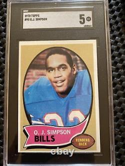 1970 Topps Football #90 O. J. Simpson Buffalo Bills RC Rookie HOF SGC 5 EX