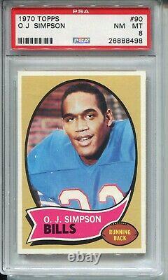 1970 Topps Football #90 O. J. Simpson Rookie Card RC Graded PSA NM MINT 8 Bills