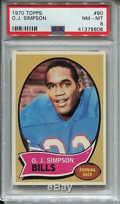 1970 Topps Football #90 O. J. Simpson Rookie Card RC PSA 8