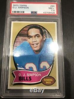 1970 Topps Football #90 (RC) O. J. Simpson Buffalo Bills RC Rookie HOF PSA 7.5
