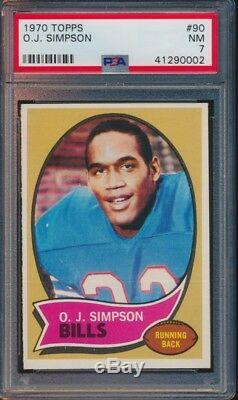 1970 Topps Football Oj Simpson Rookie Card #90 Psa 7 Nm Buffalo Bills #41290002