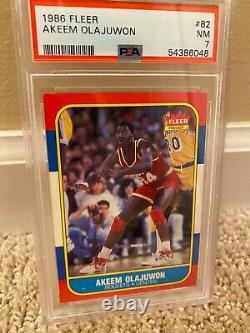 1986 Fleer Houston Rockets Akeem Hakeem Olajuwon Rookie RC #82 PSA 7 NM