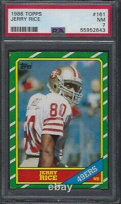 1986 TOPPS #161 JERRY RICE RC PSA 7 NM ROOKIE CARD HOF FOOTBALL 49ers WR