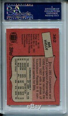 1987 87 Topps Football #362 Jim Kelly Rookie Card RC PSA 10 GEM MT Buffalo Bills