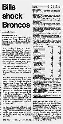 1990 FOOTBALL TICKET BILLS BRONCOS JOHN ELWAY JIM KELLY 20 PTS in 77 secs! WIN