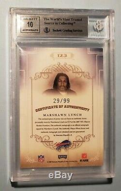 2007 National Treasures Marshawn Lynch Rc Jersey Auto Bgs 9 with10 Read #/99