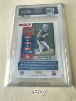 2018 Contenders Josh Allen RC Auto SP Variation Only 250 Made. PSA10 Auto