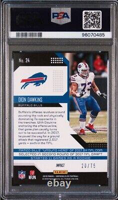 2018 Dion Dawkins Panini Unparalleled #24 Impact /75 Rookie Rc Psa 9 Bills