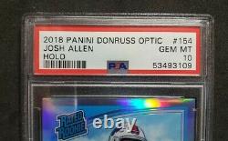 2018 Donruss Optic Silver Holo Josh Allen Rated Rookie RC #154 PSA 10 Gem Mint