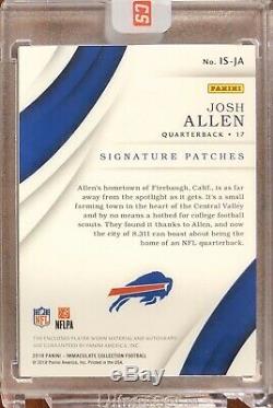 2018 Immaculate Football Josh Allen Buffalo Bills RPA RC Dual Patches AUTO 48/99