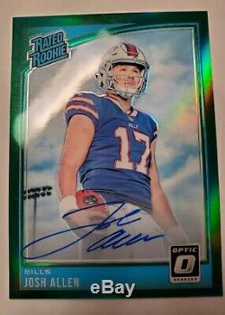 2018 Josh Allen Optic Rated Rookie Emerald Green Holo Prizm Refractor Auto Rc /5