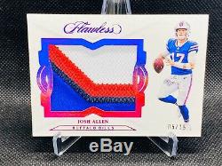 2018 Josh Allen Panini Flawless Rookie 4 Color Patch /15