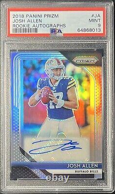 2018 Panini Prizm JOSH ALLEN Rookie RC Auto Silver Prizm Buffalo Bills PSA 9 MT