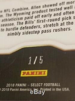 2018 Panini Select Josh Allen Rookie Selections Emerald Refactor # 1/5 Bills