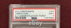 2022 James Cook Contenders Autographed Playoff Ticket, Rookie PSA9 Auto Bills/99