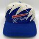 90's Buffalo Bills Logo Athletic Sharktooth Nfl Pro Line Snapback Hat Cap Blue