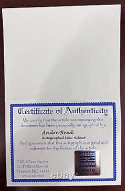 ANDRE REED HOF Auto Signed Buffalo Bills Chrome Edition Mini Helmet COA /2000