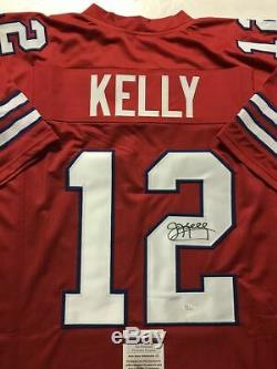 Autographed/Signed JIM KELLY Buffalo Red Football Jersey JSA COA Auto