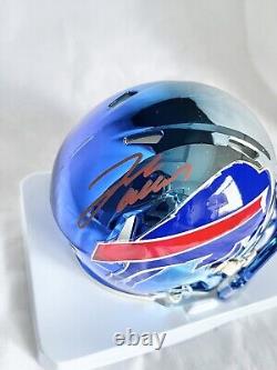 BUFFALO BILLS JOSH ALLEN signed TWO TONE CHROME MINI HELMET BECKETT WITNESS COA2