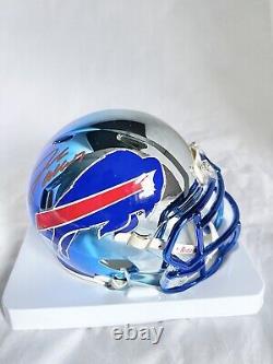 BUFFALO BILLS JOSH ALLEN signed TWO TONE CHROME MINI HELMET BECKETT WITNESS COA2