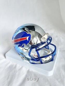 BUFFALO BILLS JOSH ALLEN signed TWO TONE CHROME MINI HELMET BECKETT WITNESS COA2