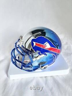 BUFFALO BILLS JOSH ALLEN signed TWO TONE CHROME MINI HELMET BECKETT WITNESS COA2