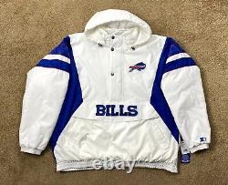 Bills Jacket Buffalo Starter Hooded Half Zip Pullover WHITE S M L XL 2X