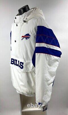 Bills Jacket Buffalo Starter Hooded Half Zip Pullover WHITE S M L XL 2X