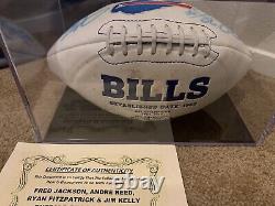 Buffalo BILLS Football Signed By, Jim Kelly, Reed, Fitzpatrick And Jackson /case