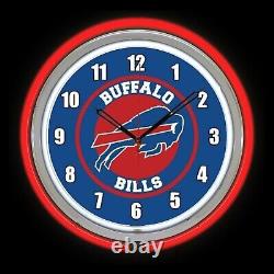Buffalo Bills 15 RED Neon Clock Man Cave Game Room Football White Numbers