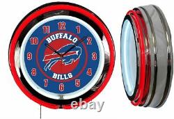 Buffalo Bills 19 RED Neon Clock Man Cave Game Room Football Red Numbers