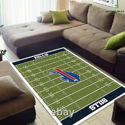 Buffalo Bills 3D Football Field Area Rugs Non-Slip Floor Mats Flannel Carpets
