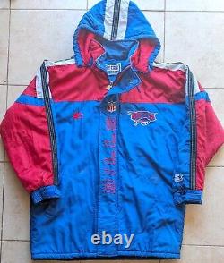 Buffalo Bills 90s STARTER puffer jacket Trench XL hood blue NFL Pro Line vintage