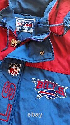 Buffalo Bills 90s STARTER puffer jacket Trench XL hood blue NFL Pro Line vintage