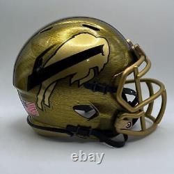 Buffalo Bills CUSTOM Brushed Gold Hydro-Dipped Mini Football Helmet