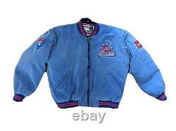 Buffalo Bills Jim Kelly #12 Embroidered Jacket 90s Quilted Mens L Nutmeg Campri