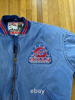 Buffalo Bills Jim Kelly #12 Embroidered Jacket 90s Quilted Mens L Nutmeg Campri