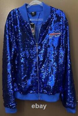 Buffalo Bills NFL Woman's XL Full Zip Sequin Jacket Blue