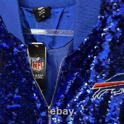 Buffalo Bills NFL Woman's XL Full Zip Sequin Jacket Blue