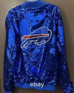 Buffalo Bills NFL Woman's XL Full Zip Sequin Jacket Blue