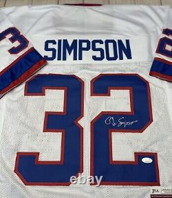 Buffalo Bills Oj Simpson Signed Custom White Stat Jersey Jsa Coa