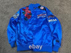 Buffalo Bills Pro Standard Blue Satin Roses Varsity Jacket Womens Size Large