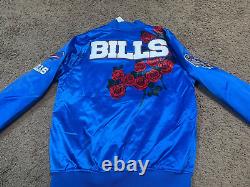 Buffalo Bills Pro Standard Blue Satin Roses Varsity Jacket Womens Size Large