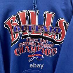 Buffalo Bills Sweatshirt 1995 AFC East Division Champions USA Hoodie LG NEW VTG
