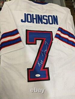 Buffalo Bills Taron Johnson Signed Custom Jersey XL White JSA COA BUF